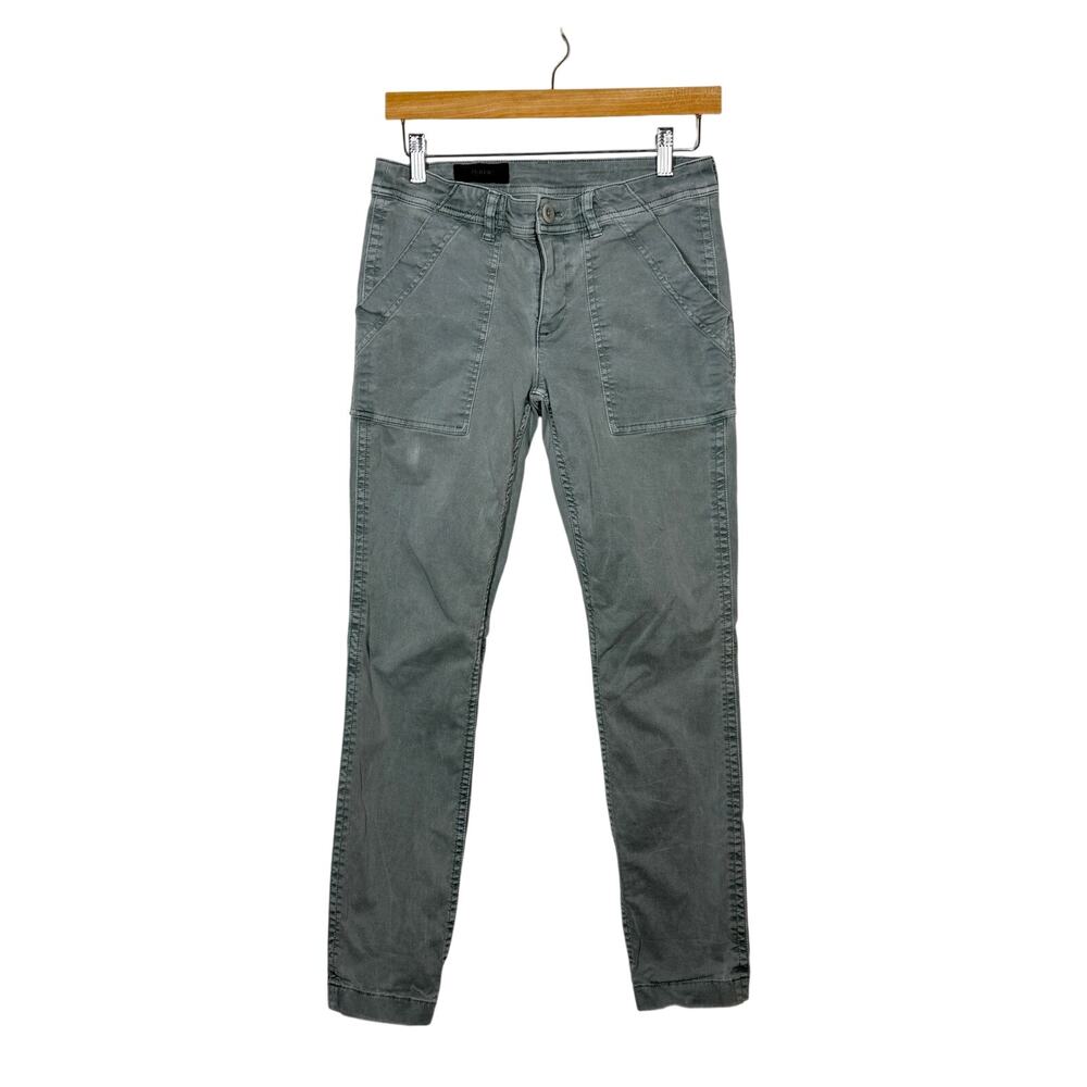 J Crew Chino Utility Pants Womens Size 26 Green Skinny Twill Low Rise Washed